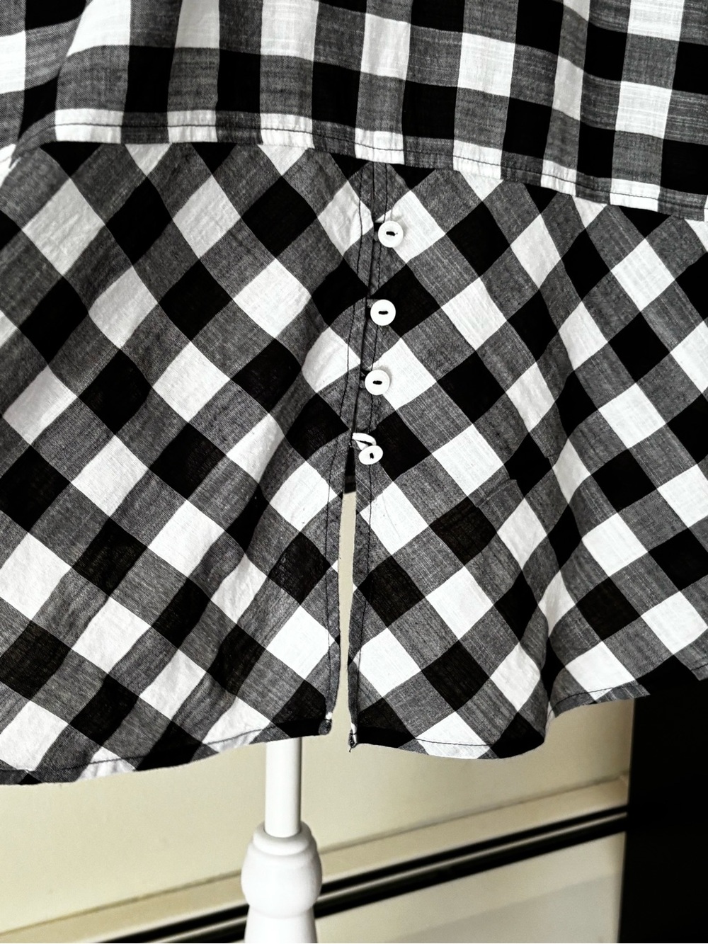 Foxcroft Black and White Check Button-Front Blouse - Picture 5 of 11
